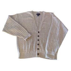 VTG Cream Heavy Knit Oversized Button Front Grandpacore Cardigan Medium